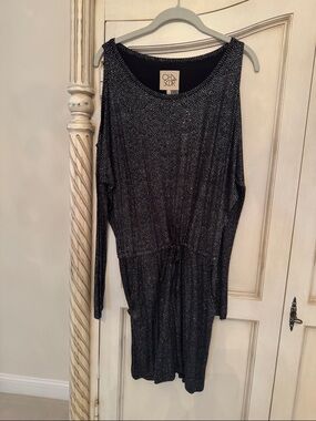 Chasor Black Metallic Long Sleeve Dress